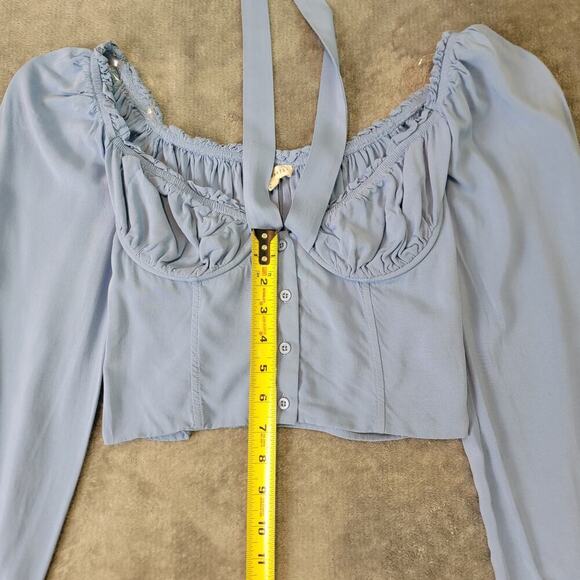 L.A. Hearts Corset Top S Blue Puff Sleeve Cottagecore - Picture 7 of 9